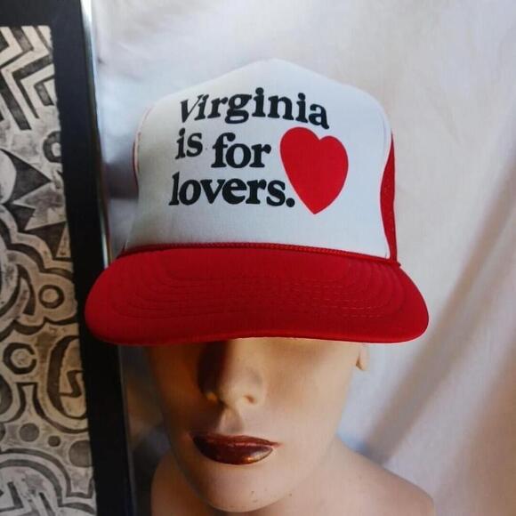 Vintage Virginia Is For Lovers Trucker Hat White Red - Picture 3 of 8
